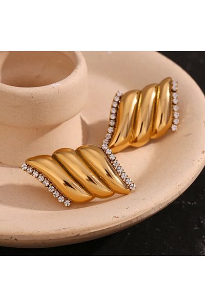 Eva Grace Adelis earrings, gold, with zirconia, vintage style, made of 18K gold-plated stainless steel