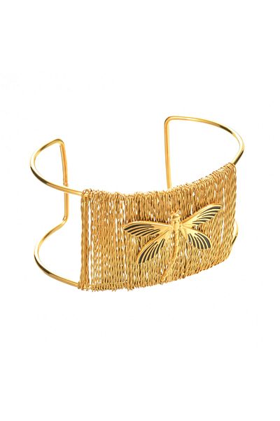 Eva Grace Irah bracelet, gold, wide, stainless steel, adjustable