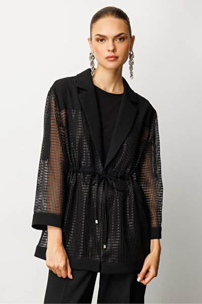 Moda İlgi Modailgi Mono Yaka File Detaylı İkili Takım Siyah