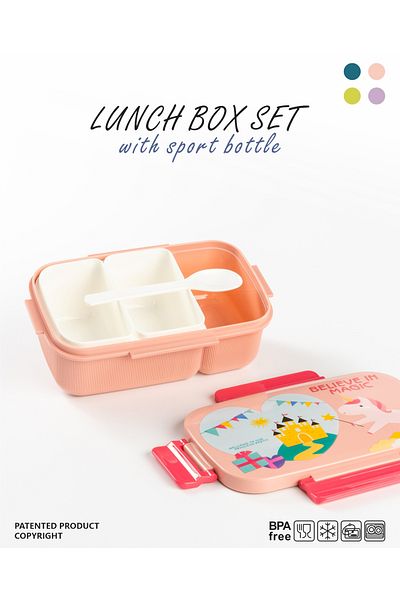 Mobcos Students Lunch Box with Water Bottle Set Double Layer Lunch Box,Fork 1800ml and Drink Cup 500ml