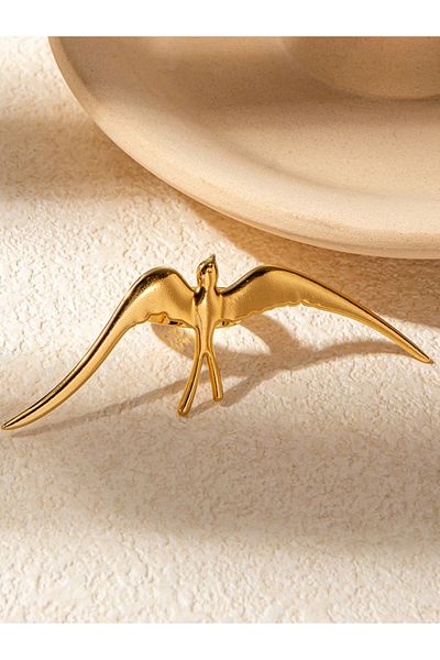 Eva Grace Calathea ring, gold, stainless steel, bird-shaped, adjustable