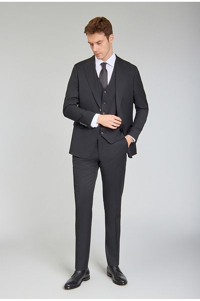 Bisse Swallow Collar, Double Slit, 6 Drop Gray Men's Suit