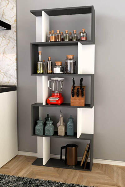 Remaks SCALA 5 RAFLI Mutfak Dolabı Mutfak Rafı Çok Amaçlı Dolap -ANTRASİT-BEYAZ