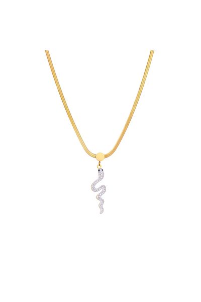Eva Grace Daisy necklace, gold, made of 18K gold-plated stainless steel, with snake pendant