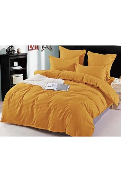 OEM Double Bed Set, Sonia-Home, Damask Type Finet, Solid, 6 Pieces, 220x240cm, Mustard Yellow
