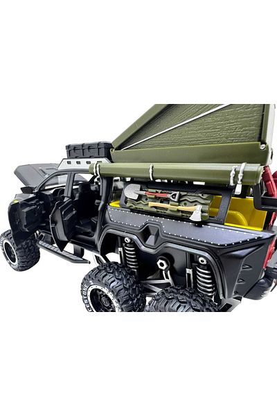JPT Macheta Mercedes Pickup 6x6 1/24 replica metal cu sunet, lumini, verde