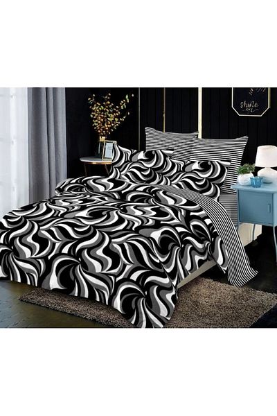 OEM Bed Linen, Finet, 4 pieces, 1 person, 160x200cm, Abstract Print, Non-Colors