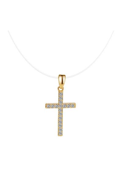 Eva Grace Stefani necklace, with transparent thread and gold cross pendant