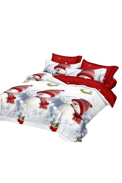 OEM Christmas Bed Linen, Finet, 6 Pieces, 2 Persons, 180x200 cm, Multicolor, Snowman Design