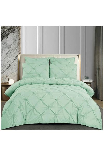OEM Double Bed Linen, Embroidered Model, Finet, 6 Pieces, 2 People, Uni, 180x200cm, Duck Egg Green