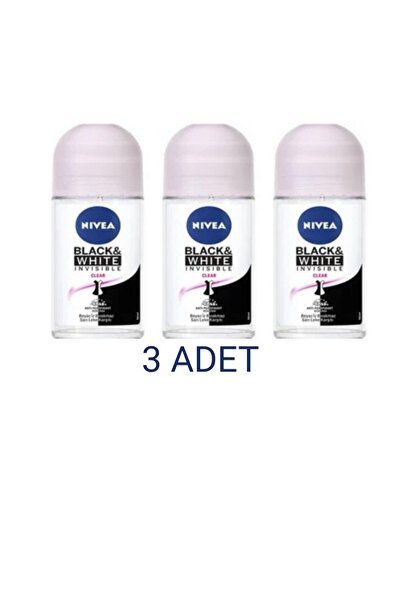 NIVEA Black & Whıte Invısıble Clear Kadın Roll On Deodorant 50 Ml x 3 Adet