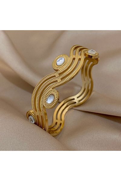 Eva Grace Kaylon bracelet, gold, with zirconia, made of stainless steel, with abstract pattern