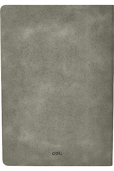Deli EN126L GY A5 80gsm Leather Cover 96 Sheets Notebook