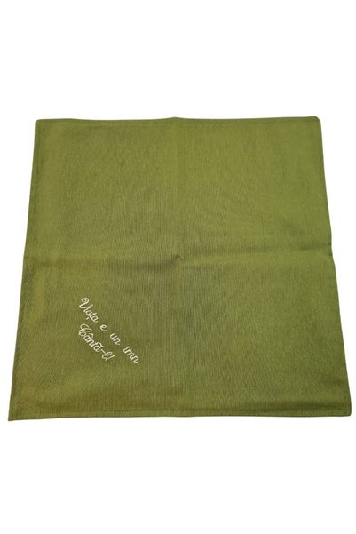 ARIALE Set 4 șervețele brodate, bumbac, 35 x 35 cm, măsliniu