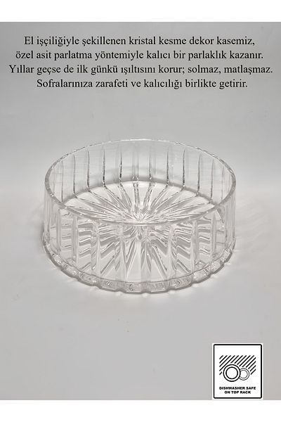 Akden Kristal Crystal Decor Handworked Elegant Glass Bowl