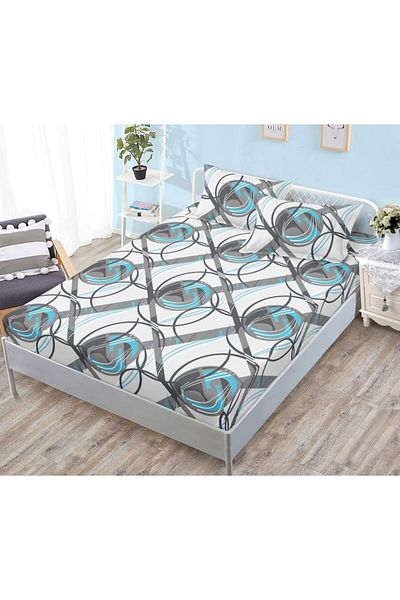 OEM Elegant Home 3-piece finet bed cover set, 2 pillowcases, for bed 180x200cm, turquoise gray