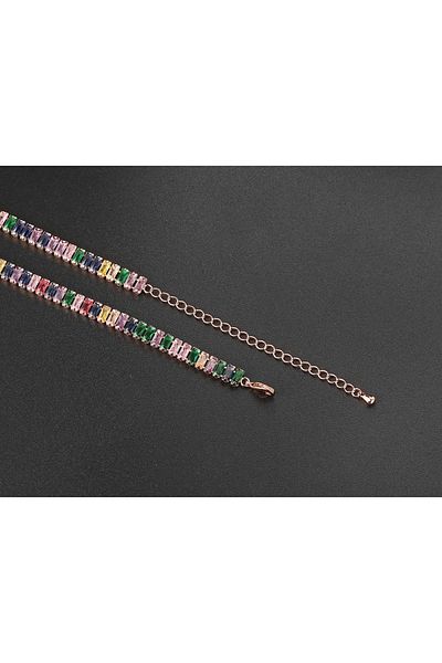 Eva Grace Karlee tennis necklace, multicolor rose gold, with zirconia, 14K gold plated