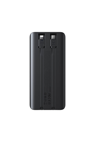 Joyroom Powerbank 10000mAh z wbudowanymi kablami USB-C iPhone Lightning - czarny