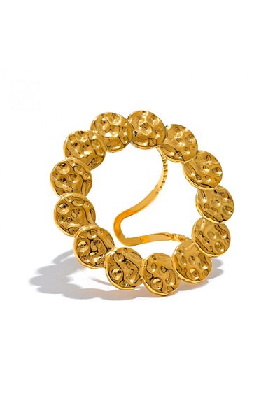Eva Grace Ashlyn ring, gold, 18K gold-plated stainless steel, circle-shaped, adjustable