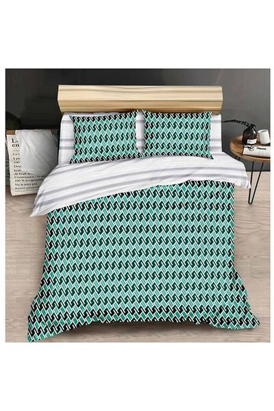 OEM Set lenjerie de pat, bumbac satinat, 4 piese, verde, 240x250 cm