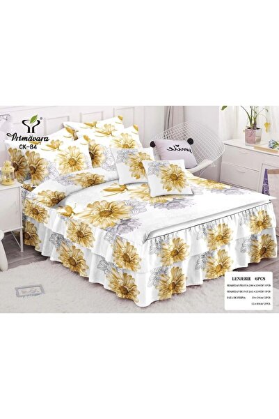 OEM Double bed linen, fitted sheet, chrysanthemums, 6 pieces, 2 persons, Finet, 200x210cm