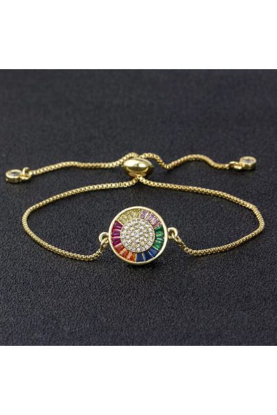 Eva Grace Tabitha bracelet, gold with multicolored stones, adjustable - Boheme Collection