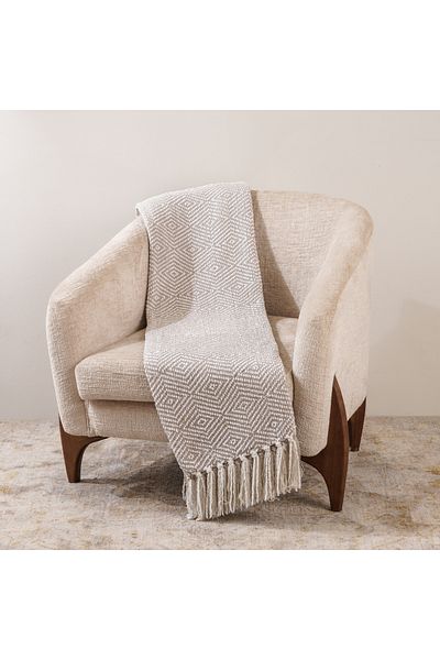 Boutique Blanche Geo pattern chenille jacquard throw 130*170cm