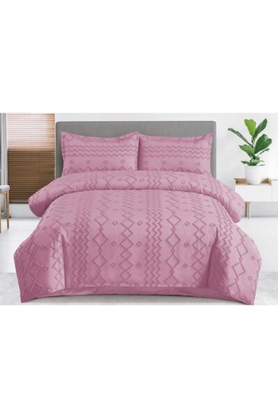 OEM Lenjerie de pat Grofat M5, Uni, 4 bucăți, 2 persoane, 230x250cm, Prună