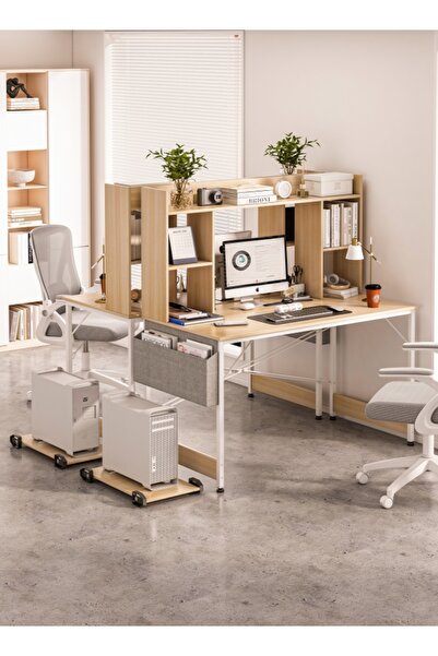 Sheinhome Study Desk with Bookshelf, Computer Table Home Office Desks With Storage Bag,CPU Holder