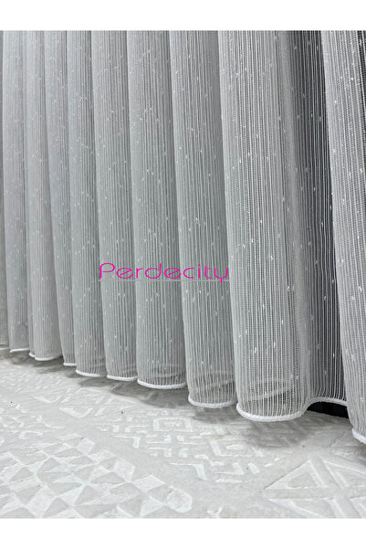 PERDECITY Striped Glitter Pompom Tulle Curtain 1X3 Tight Pile Ironing Not Ask Fit for Any Room