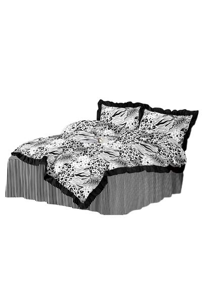 OEM Double Bed Bedding Set, Ruffled Bed Sheet, Spring, Finet, 4 Pieces, 200x230cm, Animal Print