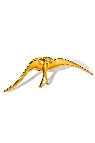 Eva Grace Calathea ring, gold, stainless steel, bird-shaped, adjustable
