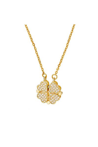 Eva Grace Clover necklace, gold, made of 18K gold-plated stainless steel, with clover-shaped pendant