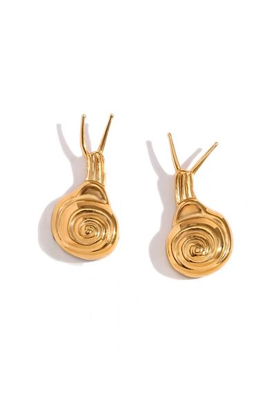 Eva Grace Snail earrings, golden, snail-shaped, made of 18K gold-plated stainless steel