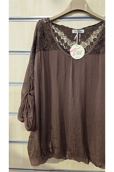 Park Moda Италианска копринена блуза с дантела тип пеперуда