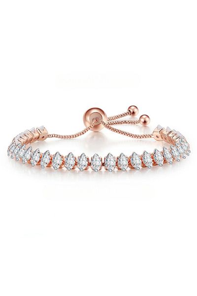 Eva Grace Leslie tennis bracelet, rose gold, with teardrop-shaped zirconia stones, adjustable
