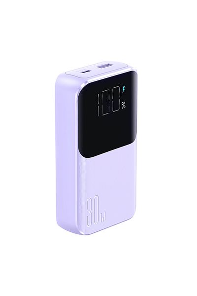 Joyroom Powerbank 30W 10000mAh z wbudowanymi kablami iPhone Lightning i USB-C fioletowy