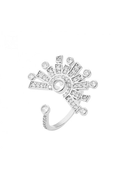 Eva Grace Noemi ring, silver, with zirconia, in the shape of rays, adjustable