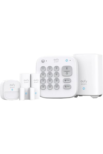eufy wireless smart alarm set, motion sensor, 2 entry sensors, keypad