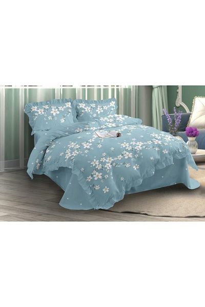 OEM Double Bedding Set, Spring, Finet, 4 Pieces, White Flowers Print, 230x250cm