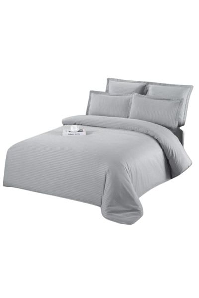 OEM Double Bedding Set, Damasc, 6 Pieces, 2 Persons, 200x230cm, Gray