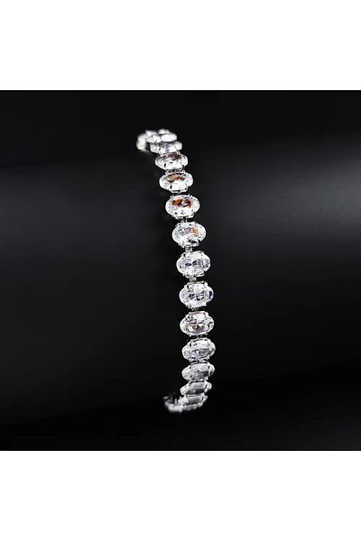 Eva Grace Angelica tennis bracelet, silver, decorated with oval zirconia stones - Celebration Collection