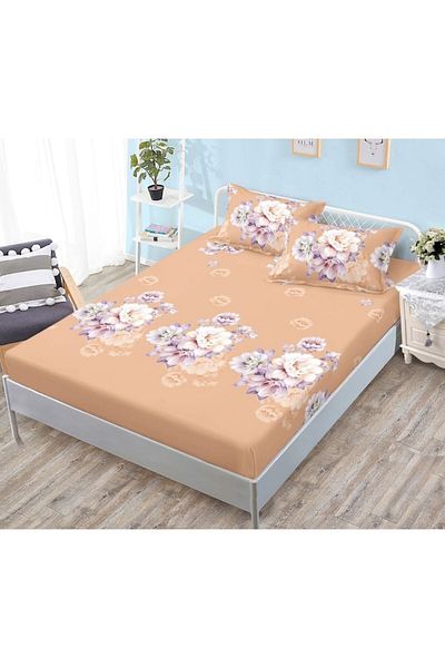 OEM Set Husa de pat din finet, 3 piese Elegant Home, 2 fete de perna, pentru pat 180x200cm, somon