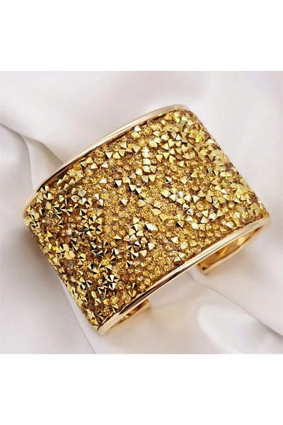 Eva Grace Nelda bracelet, gold, wide, with stones, adjustable