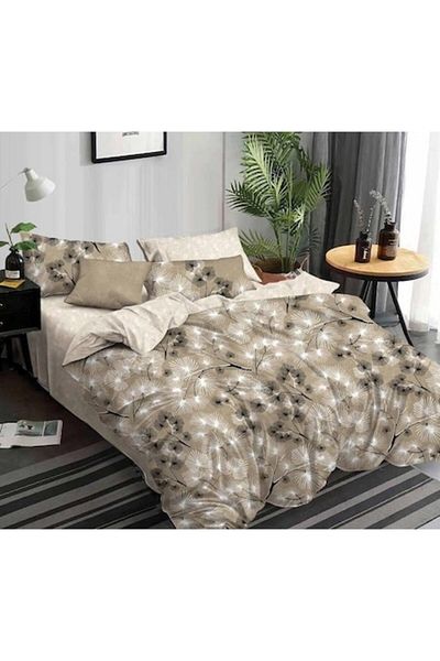 Pucioasa Double bed linen, Pucioasa, Finet, 6 pieces, 2 persons, Papadii print, 245x250cm, Beige