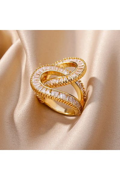 Eva Grace Faye ring, gold, 18K gold-plated stainless steel, adjustable - Glamour Collection