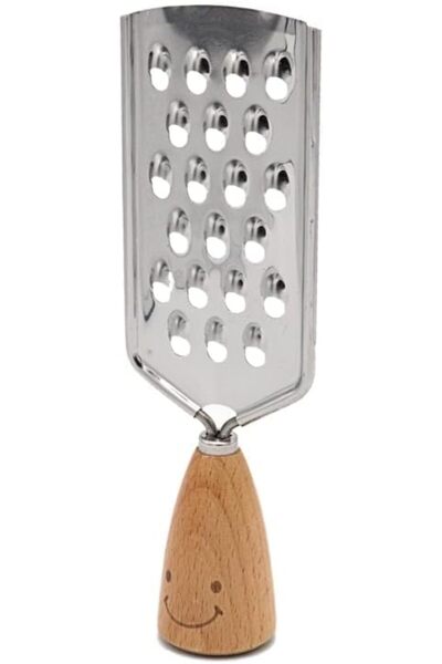 mastergold Small Stainless Steel Grater with Wooden Handle for Cheese, Ginger, Cucumber, Potatoes, and Vegetabl