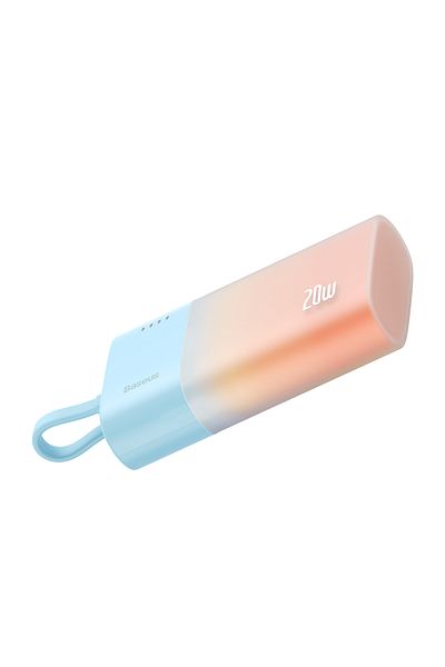Baseus Powerbank Popsicle 5200mAh 20W z kablem Lightning 60W/20V/3A/30cm - niebiesko-pomarańczowy