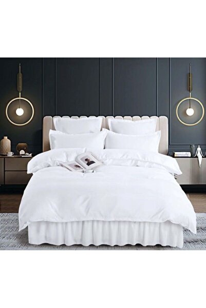 JOJO HOME Double bed sheet with ruffles, Jojo Home, 6 pieces, 2 persons, Uni, 200x220cm, White