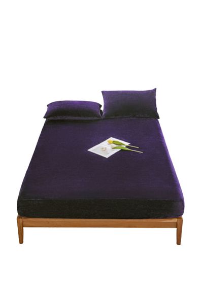 OEM Bed Cover and 2 Pillowcases, Velvet, Uni, 3 Pieces, 2 Persons, 180x200cm, Purple